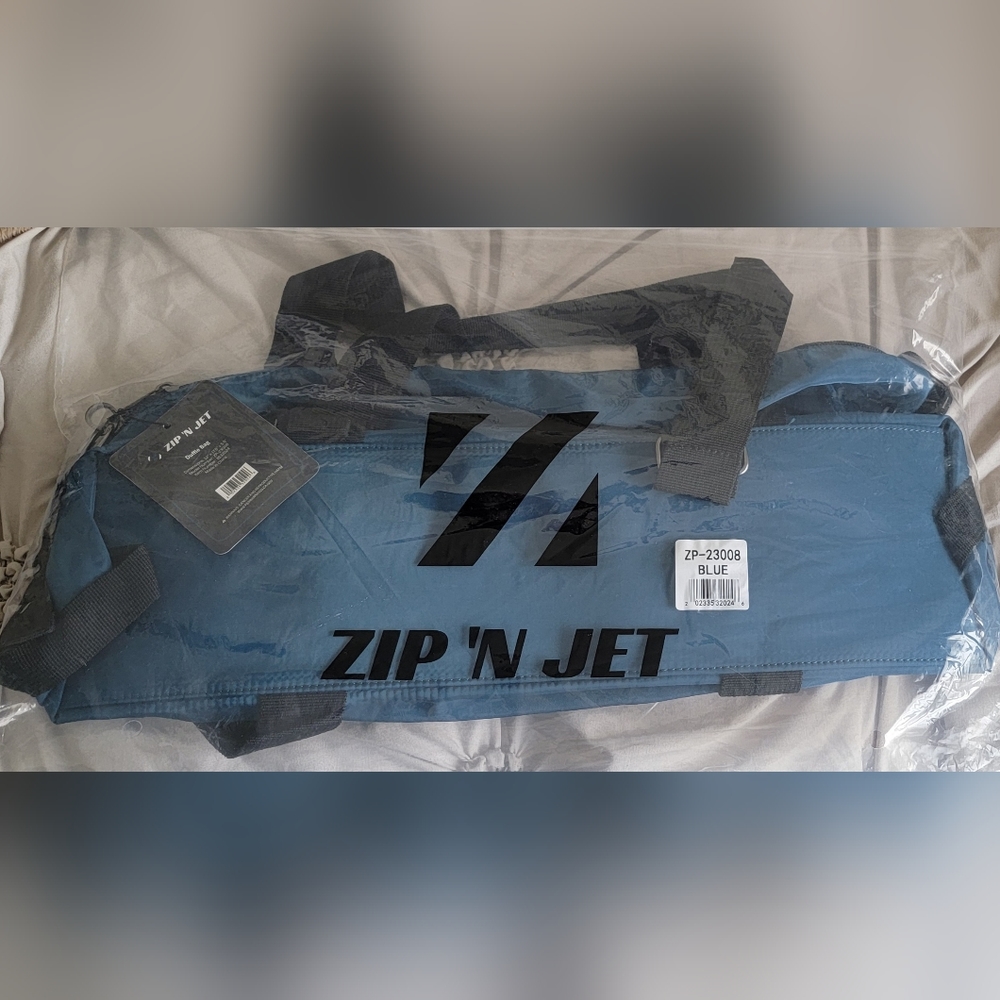 Zip N' Jet medium satin blue duffle bag
